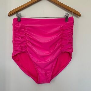 Relleciga Ruched Full Cover Pink Bikini Bottom NWT